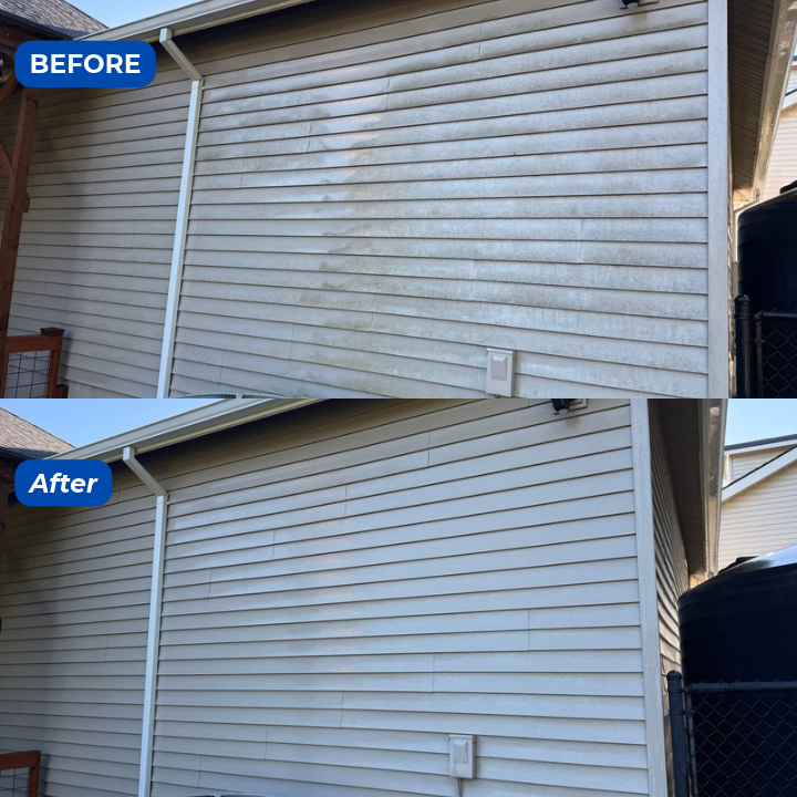 Before-and-after house washing comparison from Orbit Soft Wash