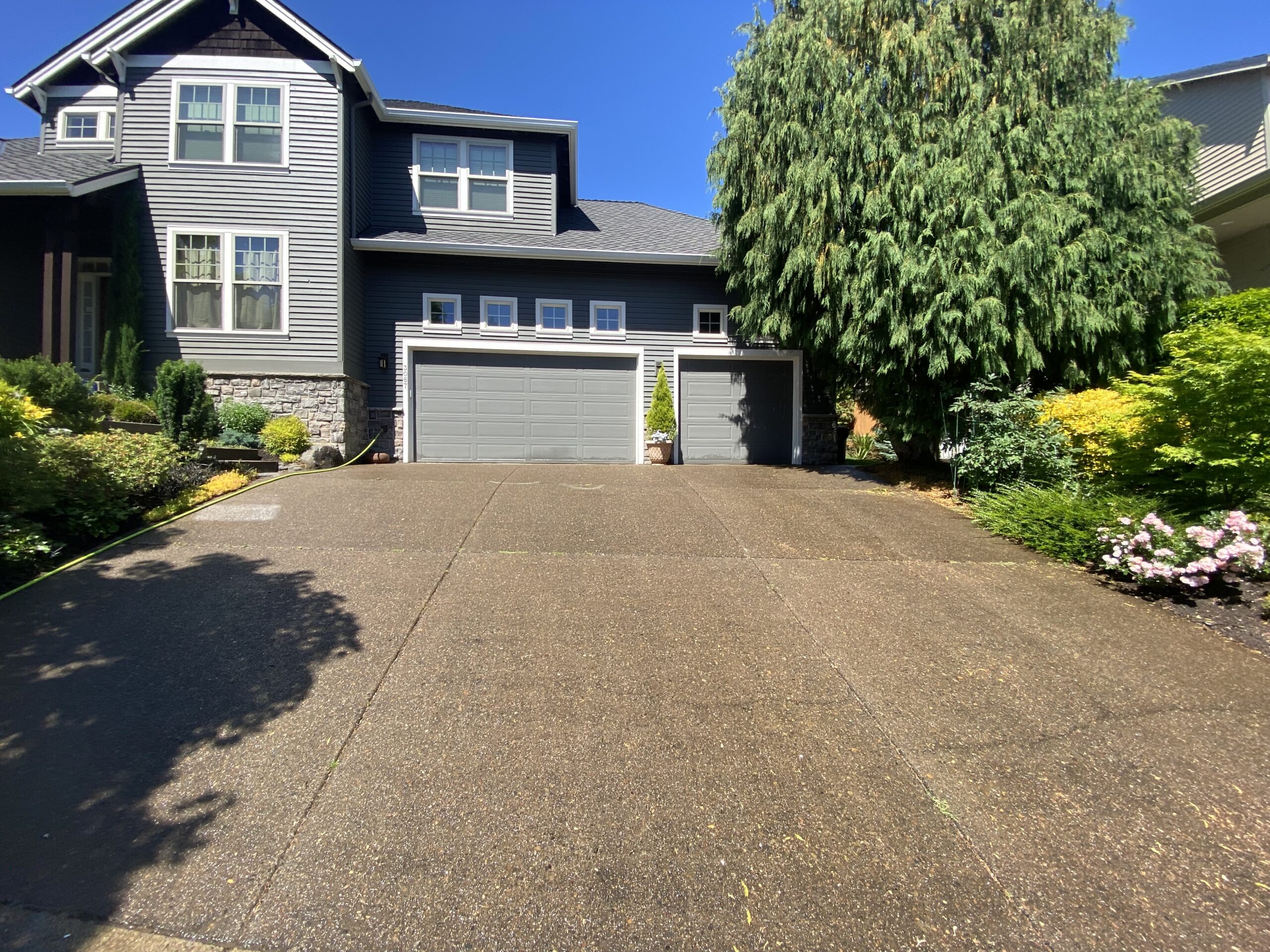 Concrete surface before pressure washing